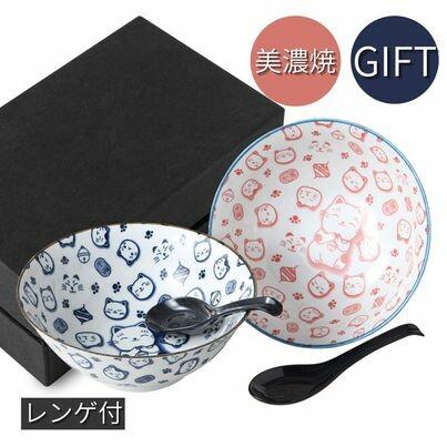 Geschirr Ramen Set Lucky Cat rot /blau